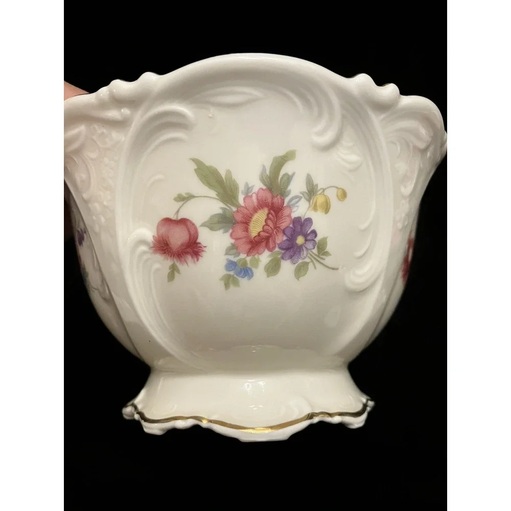 VTG Krautheim Bavarian Porcelain China Floral Sugar Bowl US Zone Germany 1940s